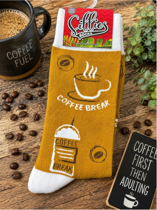 Sillies Socks Accessories - Sillies Socks Coffee Break Novelty Crew Socks Coffee Lover Gift NWT